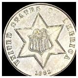 1862 Silver Three-Cent Piece HIGH GRADE