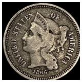 1866 Nickel Three-Cent Piece NICELY CIRCULATED