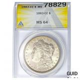 1883-CC Morgan Silver Dollar ANACS MS64