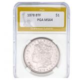 1878 8TF Morgan Silver Dollar PGA MS64