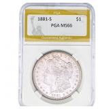 1881-S Morgan Silver Dollar PGA MS66