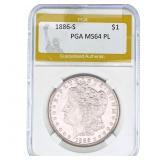 1886-S Morgan Silver Dollar PGA MS64 PL