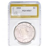 1934 Silver Peace Dollar PGA MS67