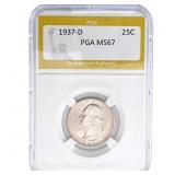 1937-D Washington Silver Quarter PGA MS67