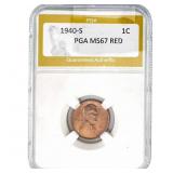 1940-S Wheat Cent PGA MS67 RED