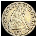 1877-CC Silver Seated Liberty Quarter NEARLY UNCIR