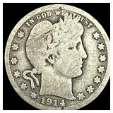 1914-D Silver Barber Quarter NICELY CIRCULATED