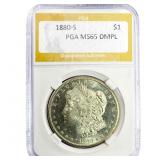 1880-S Morgan Silver Dollar PGA MS65 DMPL