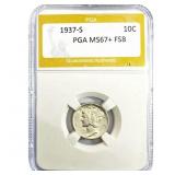 1937-S Mercury Silver Dime PGA MS67+ FSB
