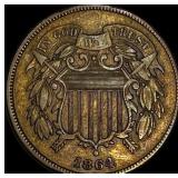 1864 Two-Cent Piece NEARLY UNCIRCULATED