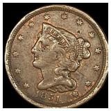 1851 Braided Hair Half Cent LIGHTLY CIRCULATED