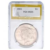 1921 Silver Peace Dollar PGA MS65