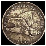 1858 Copper-Nickel Flying Eagle Cent NEARLY UNCIRC