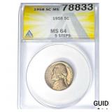 1958 Jefferson Nickel ANACS MS64