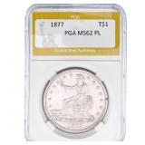 1877 Silver Trade Dollar PGA MS62 PL