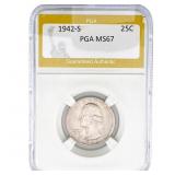 1942-S Washington Silver Quarter PGA MS67