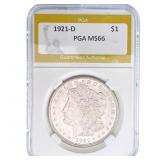 1921-D Morgan Silver Dollar PGA MS66