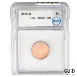 2010-D Lincoln Shield Cent ICG MS67 RD