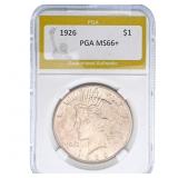 1926 Silver Peace Dollar PGA MS66+