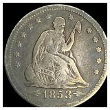 1853-O Silver Seated Liberty Quarter LIGHTLY CIRCU