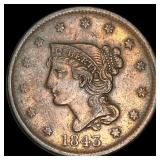 1843 Braided Hair Large Cent CLOSELY UNCIRCULATED