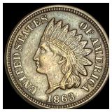 1863 Copper-Nickel Indian Head Cent CLOSELY UNCIRC
