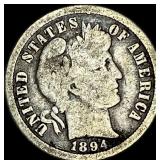 1894-O Silver Barber Dime NICELY CIRCULATED