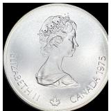 1975 Silver 5 Dollars Canada Montreal Olympics SUP