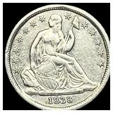 1838 Seated Liberty Silver Dime CLOSELY UNCIRCULAT