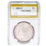 1884-O Morgan Silver Dollar PGA MS65