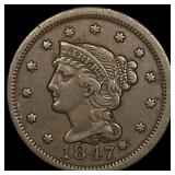 1847 Braided Hair Large Cent NEARLY UNCIRCULATED