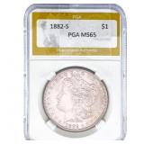 1882-S Morgan Silver Dollar PGA MS65