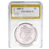 1880-O Morgan Silver Dollar PGA MS65 PL