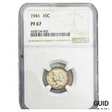 1941 Mercury Silver Dime NGC PF67