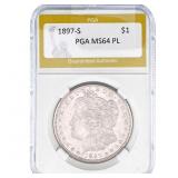 1897-S Morgan Silver Dollar PGA MS64 PL