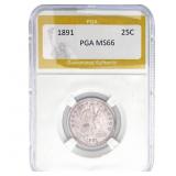 1891 Seated Liberty Quarter PGA MS66