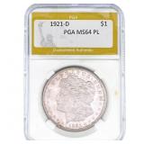 1921-D Morgan Silver Dollar PGA MS64 PL