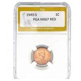 1940-S Wheat Cent PGA MS67 RED