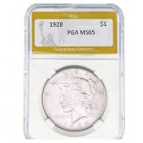 1928 Silver Peace Dollar PGA MS65