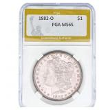 1882-O Morgan Silver Dollar PGA MS65