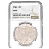 1926-S Silver Peace Dollar NGC MS61