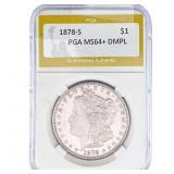 1878-S Morgan Silver Dollar PGA MS64+ DMPL