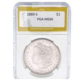 1880-S Morgan Silver Dollar PGA MS66