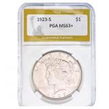 1923-S Silver Peace Dollar PGA MS63+