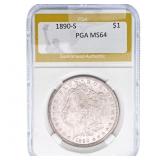 1890-S Morgan Silver Dollar PGA MS64