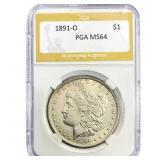 1891-O Morgan Silver Dollar PGA MS64