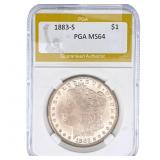1883-S Morgan Silver Dollar PGA MS64