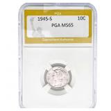 1945-S Mercury Silver Dime PGA MS65
