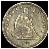 1861 Seated Liberty Quarter NEARLY UNCIRCULATED