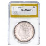 1880-S Morgan Silver Dollar PGA MS66 PL